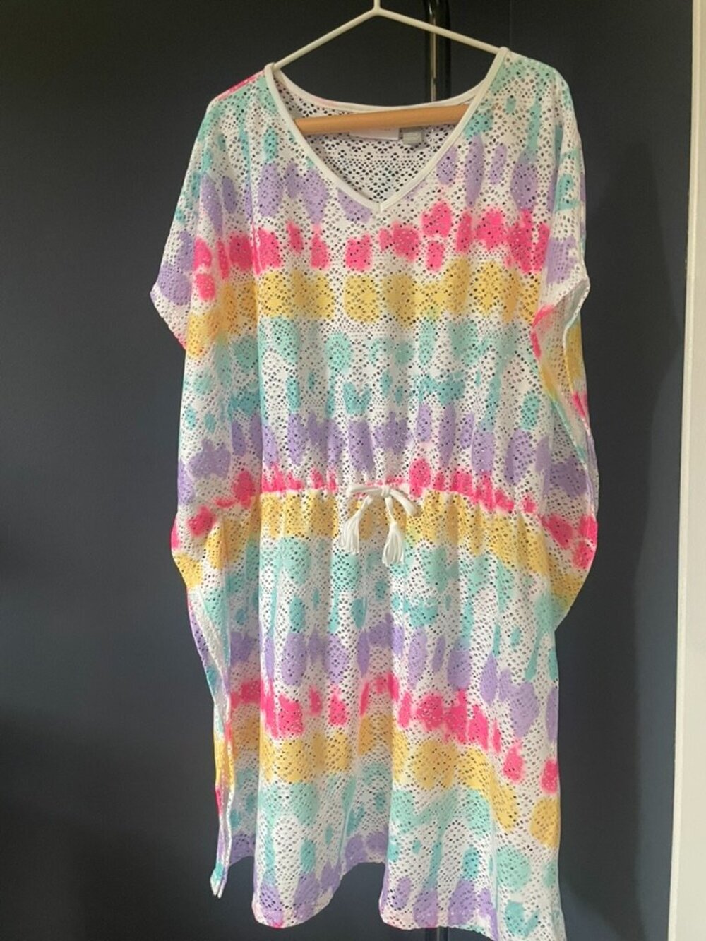 The Children's Place Tie Dye Rainbow Lace Swim Cover-Up Dress, Slim Poncho Style